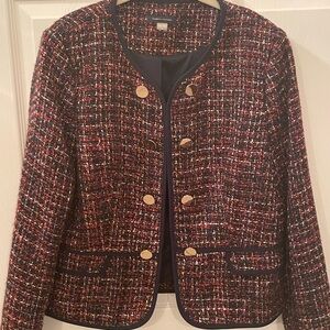 Women’s Tommy Hilfiger Navy and Red Tweed Lined Blazer with Gold Buttons - 12